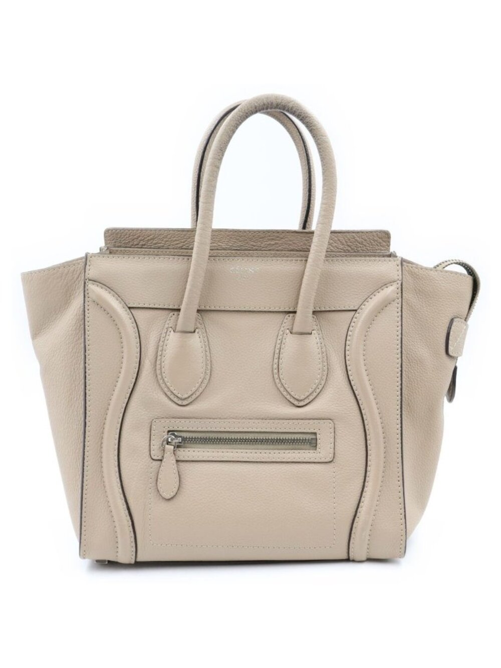 Celine Luggage Handbag Beige Brown Leather Gold